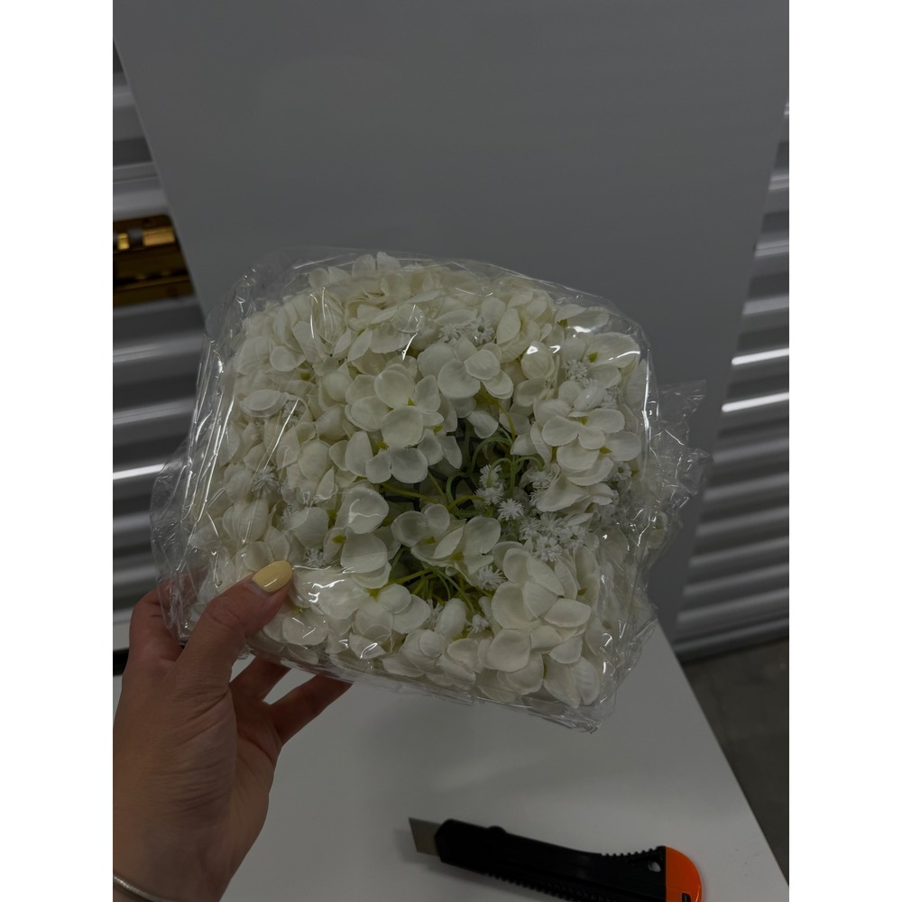 White Artificial Hydrangea Flower Ball Centerpiece Wedding Decor 9.8in Silk